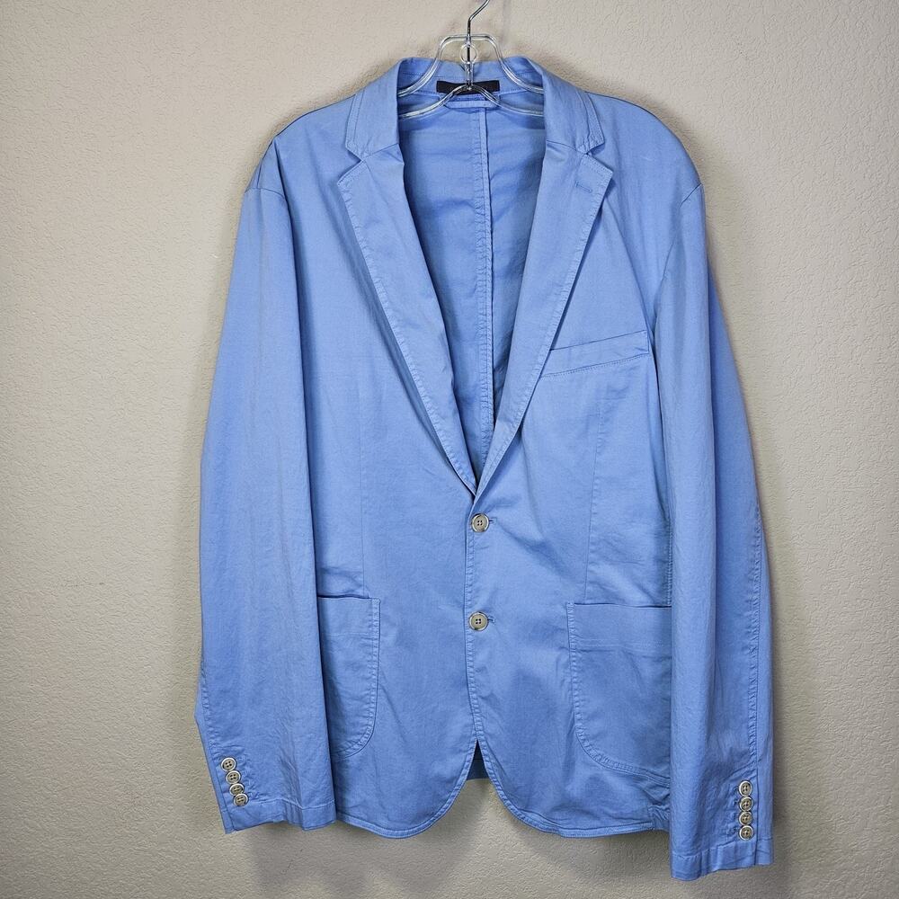 C-LAB NYC Mens 42R Blazer Garment Dyed Stretch Cotton Unlined Blue Lightweight